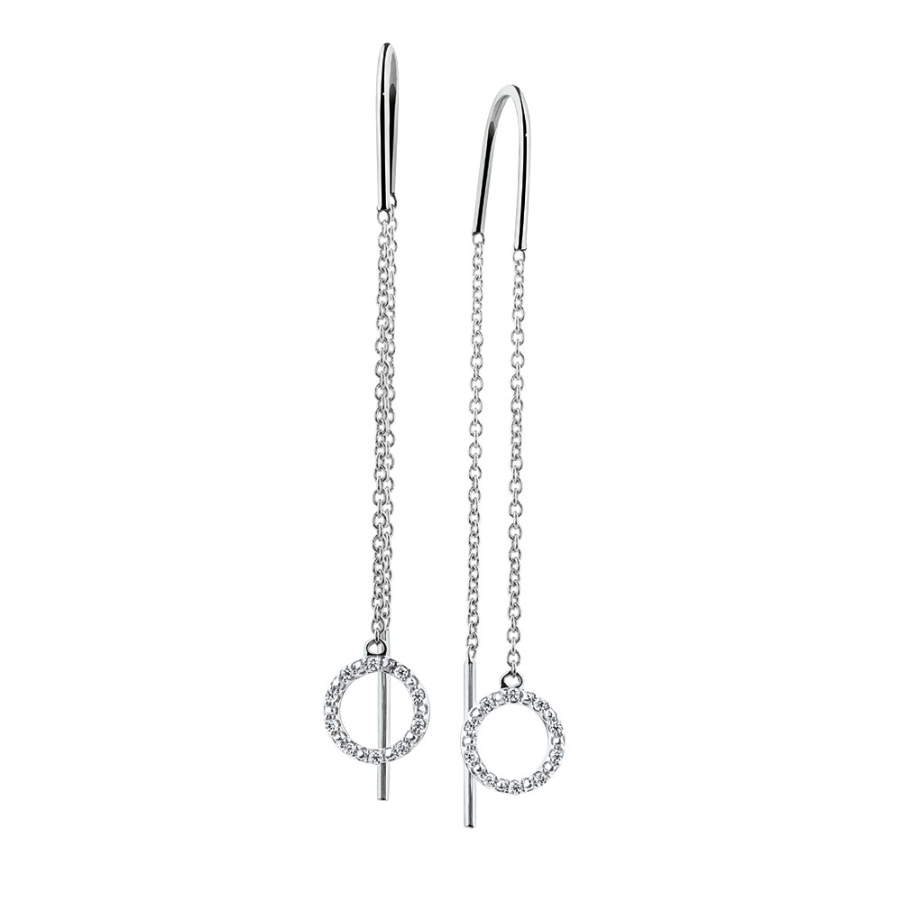 Thread Earrings with Diamonds in Sterling Silver