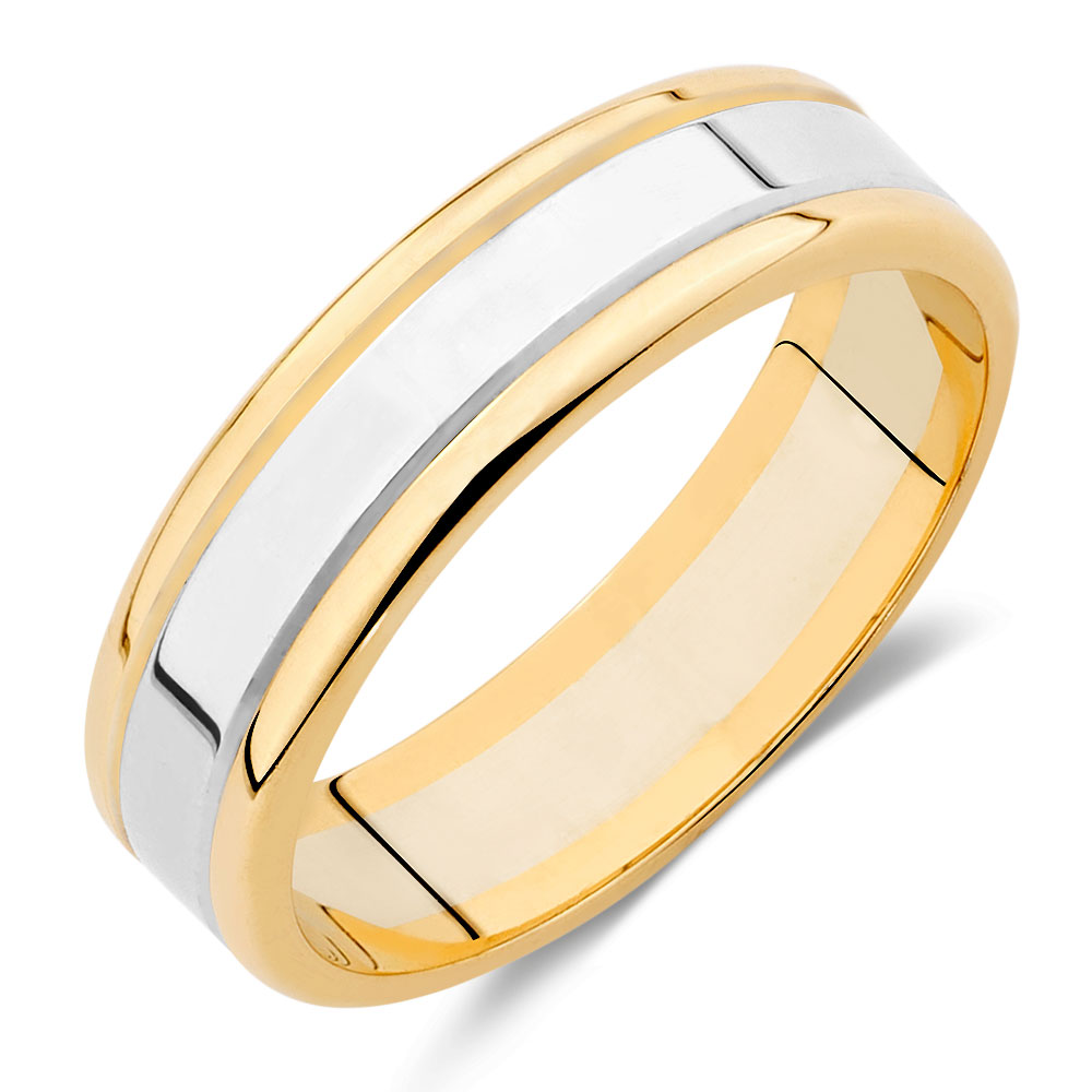 Men's Wedding Band in 10kt Yellow & White Gold