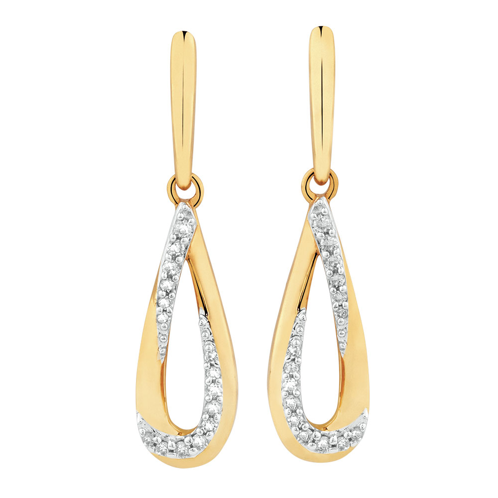 Teardrop Earrings with Diamonds in 10kt Yellow Gold