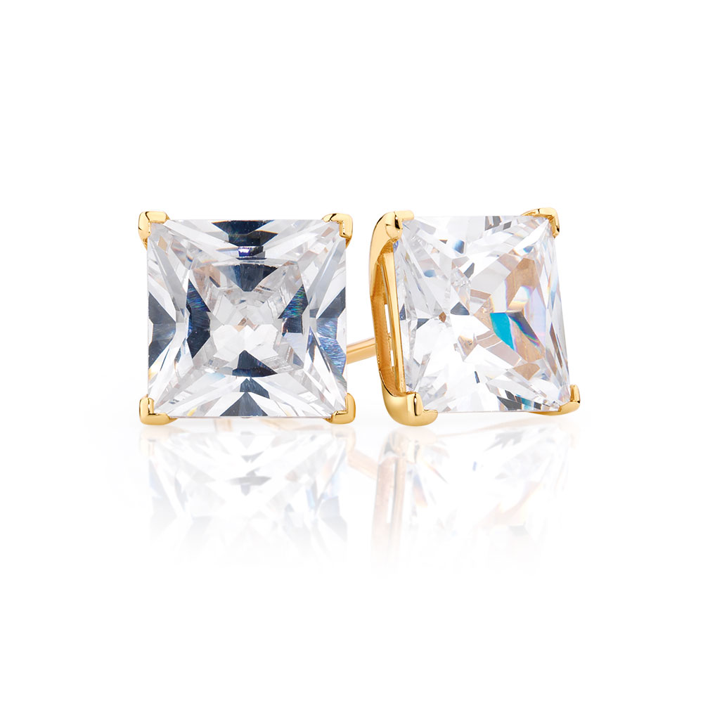 Stud Earrings with Cubic Zirconia in 10kt Yellow Gold