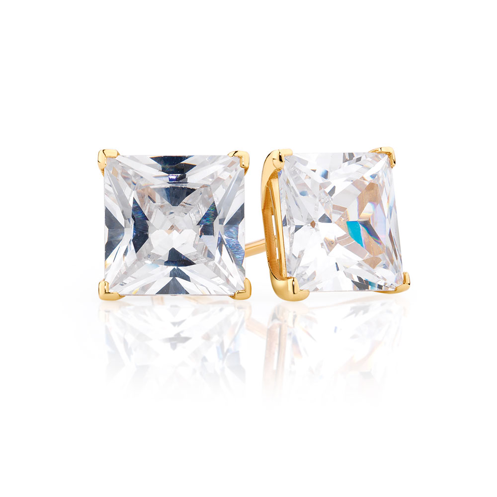 Cubic zirconia studs gold Clearance