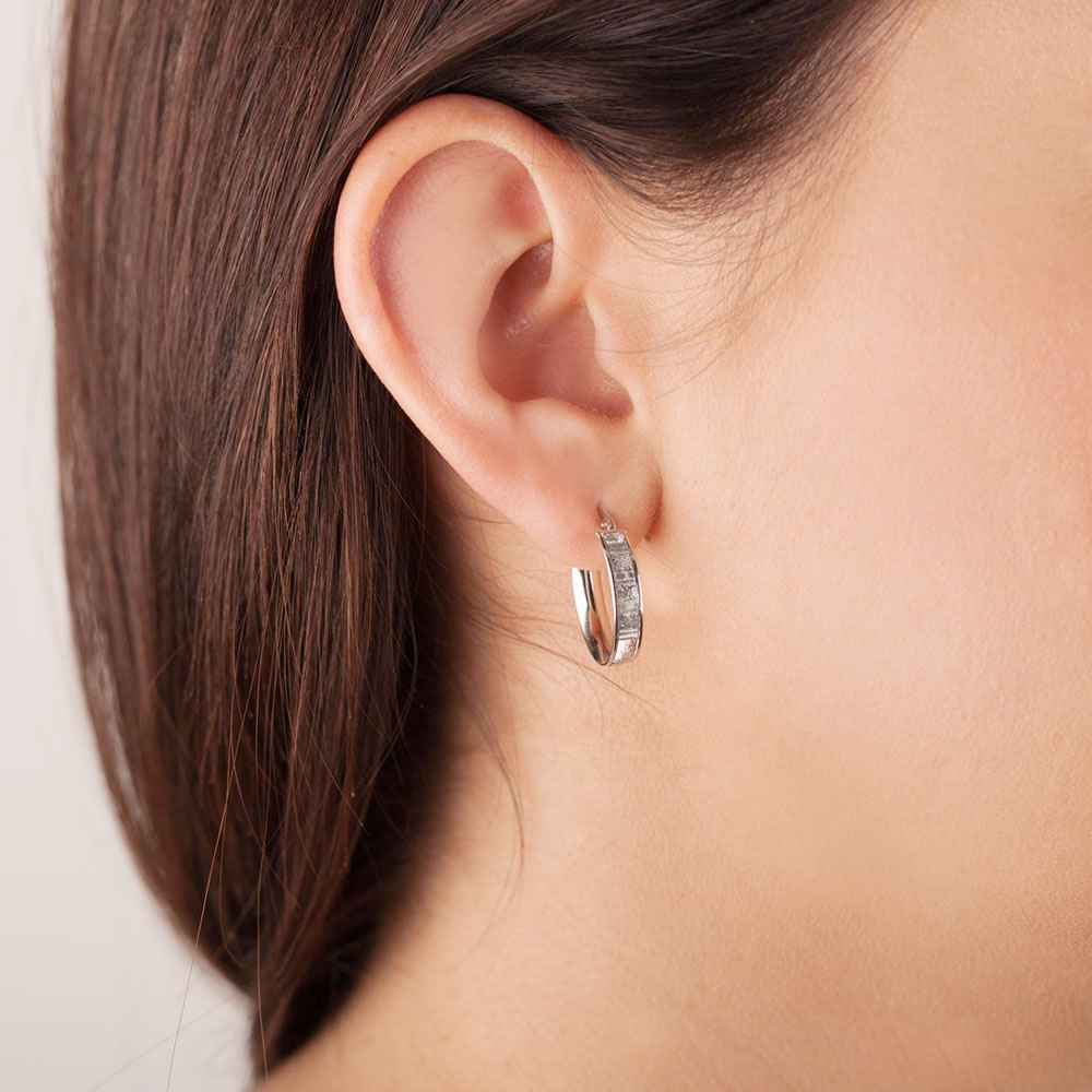 Glitter Hoop Earrings in Sterling Silver