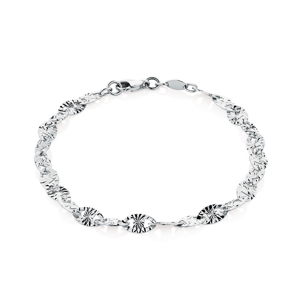 19cm (7.5") Patterned Bracelet in 10kt White Gold