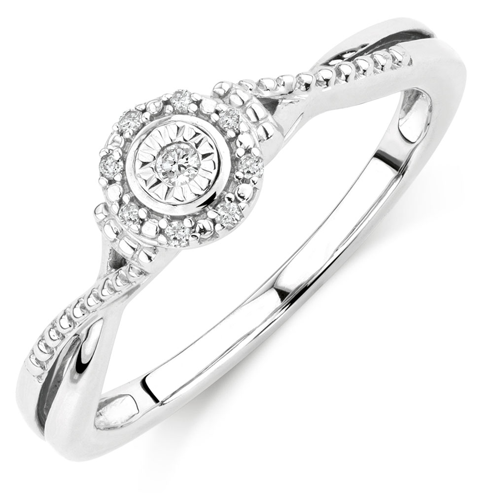 Promise Ring with Diamonds in Sterling Silver