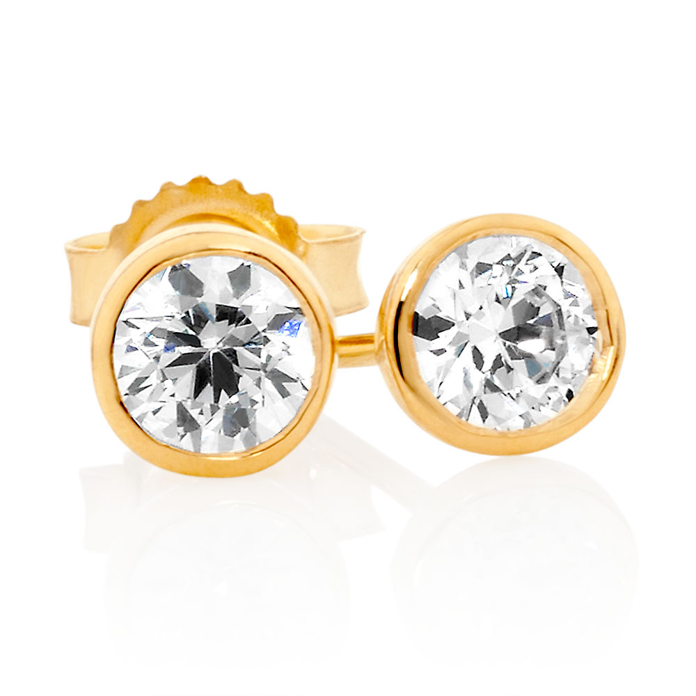 Stud Earrings with Cubic Zirconia in 10kt Yellow Gold