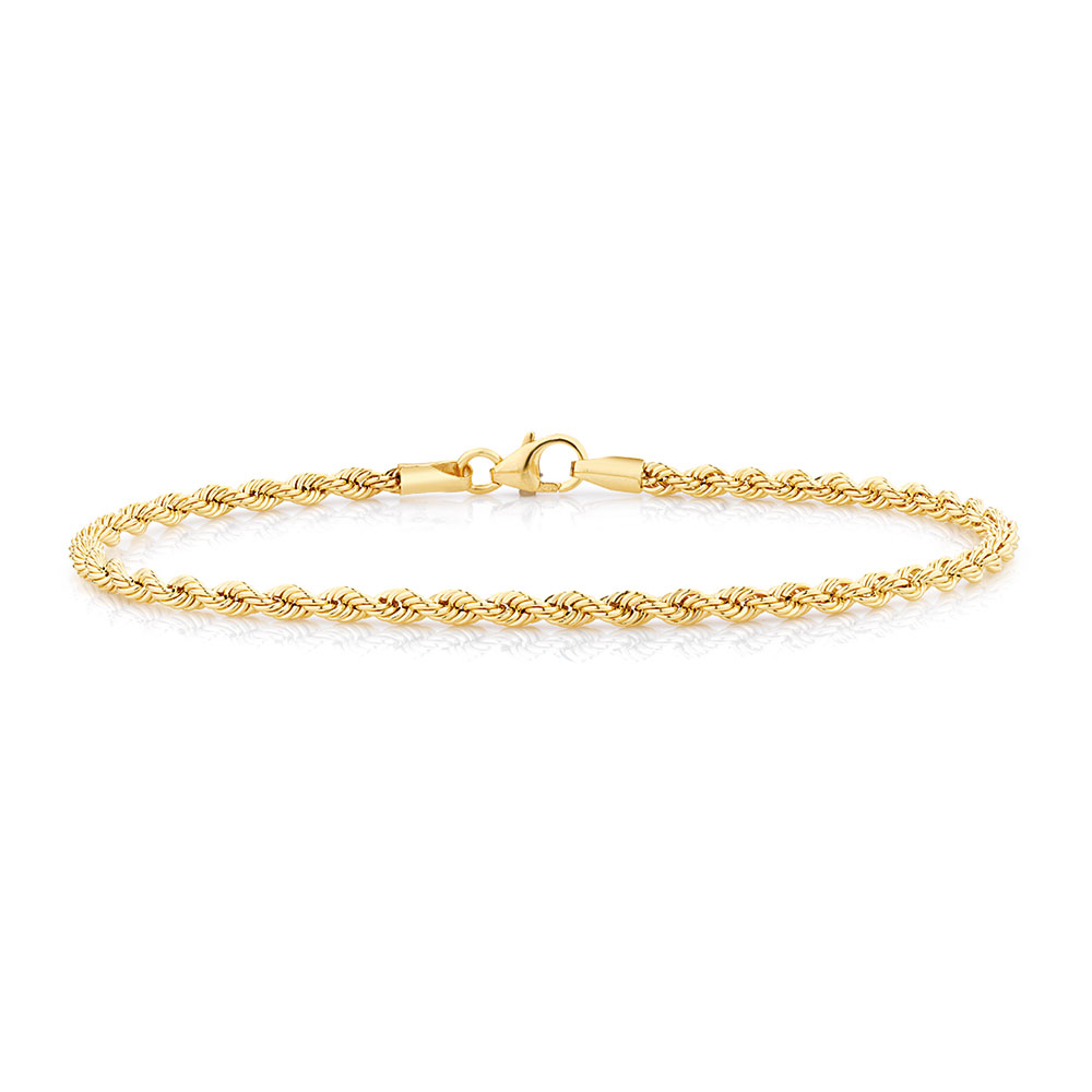 19cm (7.5") Rope Bracelet in 10kt Yellow Gold