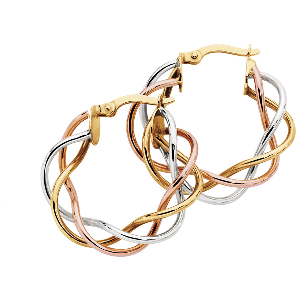 Hoop Earrings in 10kt Yellow, White & Rose Gold