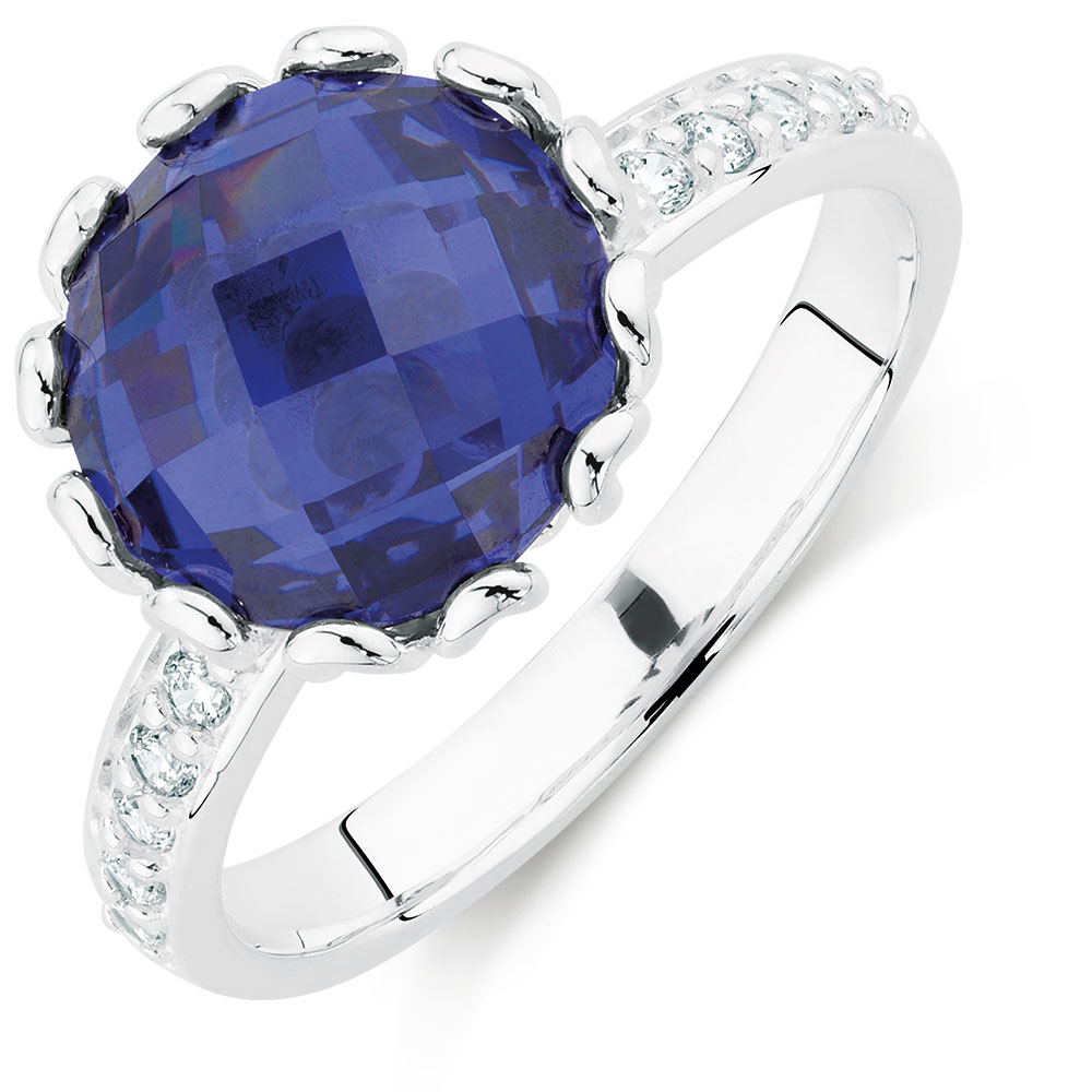 Blue & White Cubic Zirconia Stack Ring