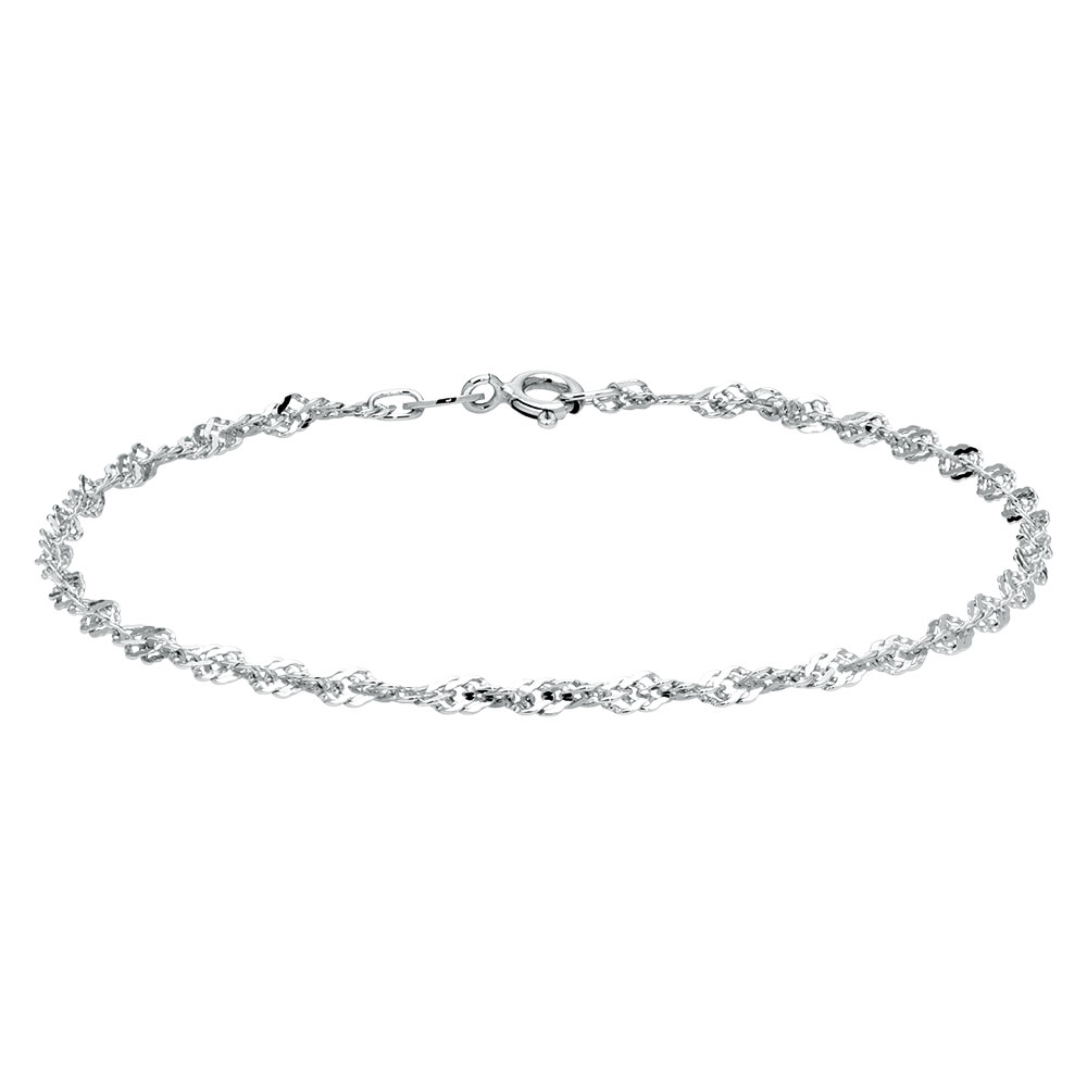 19cm (7.5") Singapore Bracelet in 10kt White Gold