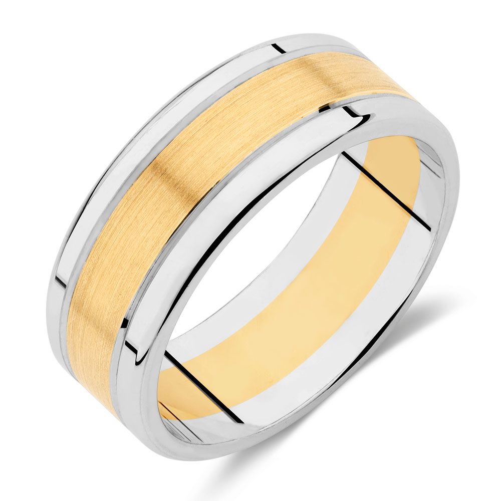 Men's Wedding Band in 10kt Yellow & White Gold