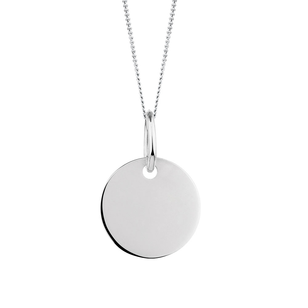Circle Disc Pendant in Sterling Silver