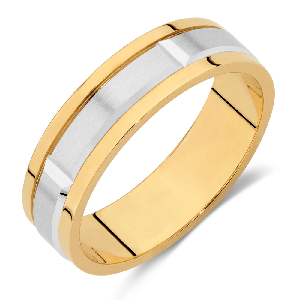 Men's Wedding Band in 10kt Yellow & White Gold