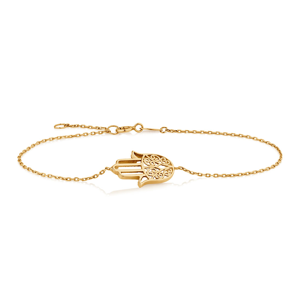19cm (7.5") Hamsa Hand Bracelet in 10kt Yellow Gold