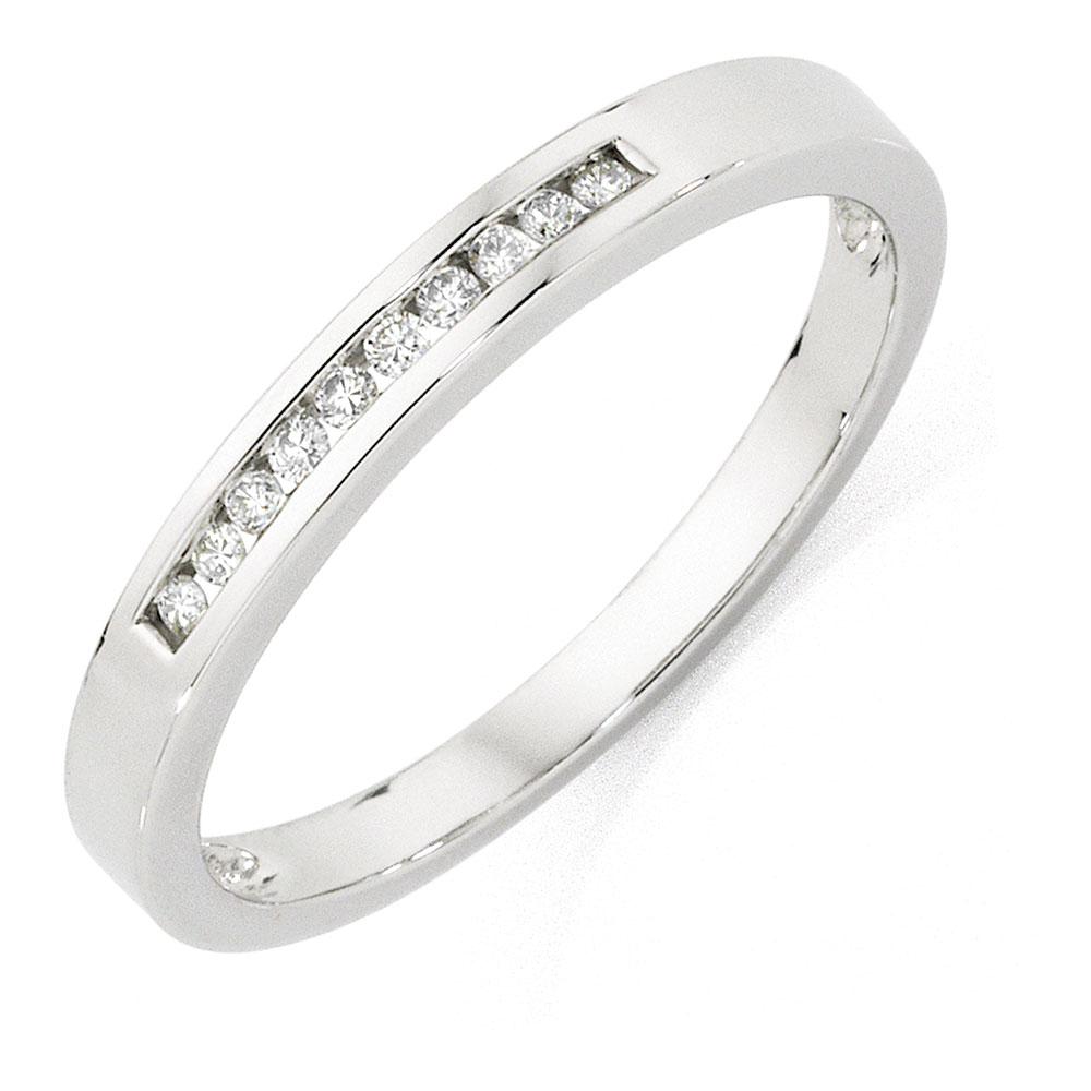 Wedding Band with Diamonds in 10kt White Gold