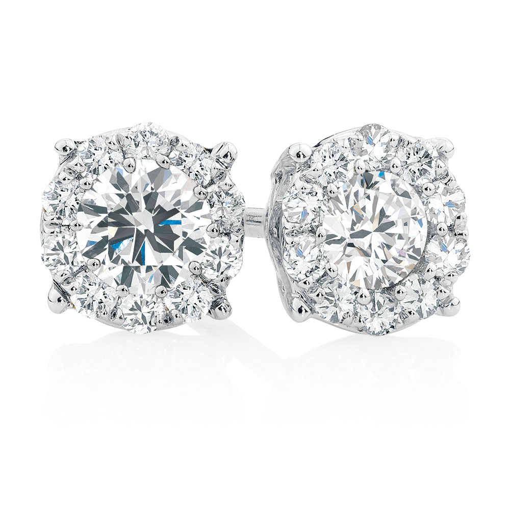 Cluster Stud Earrings with 1/2 Carat TW of Diamonds in 10kt White Gold