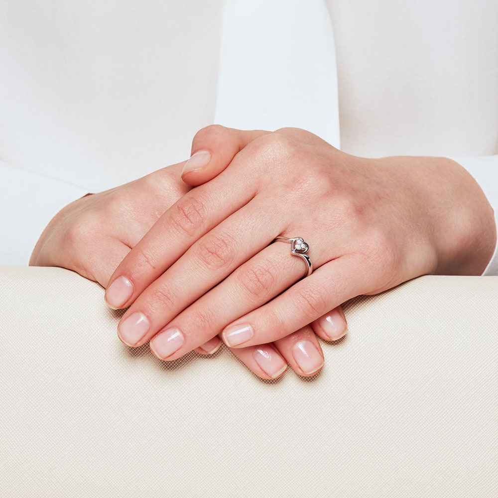Promise Ring with Diamonds in Sterling Silver