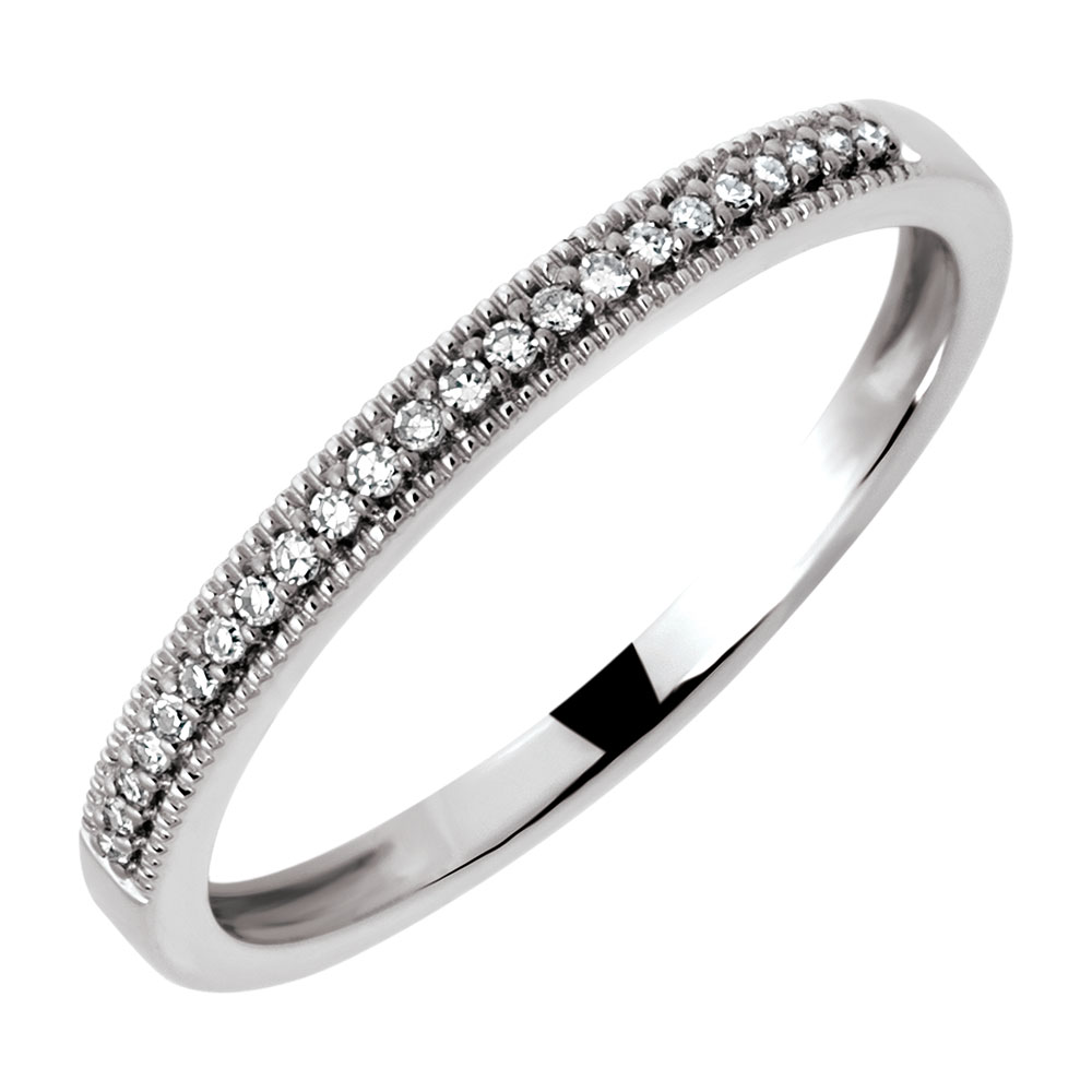 Wedding Band with Diamonds in 10kt White Gold