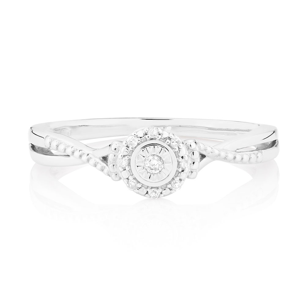 Promise Ring with Diamonds in Sterling Silver