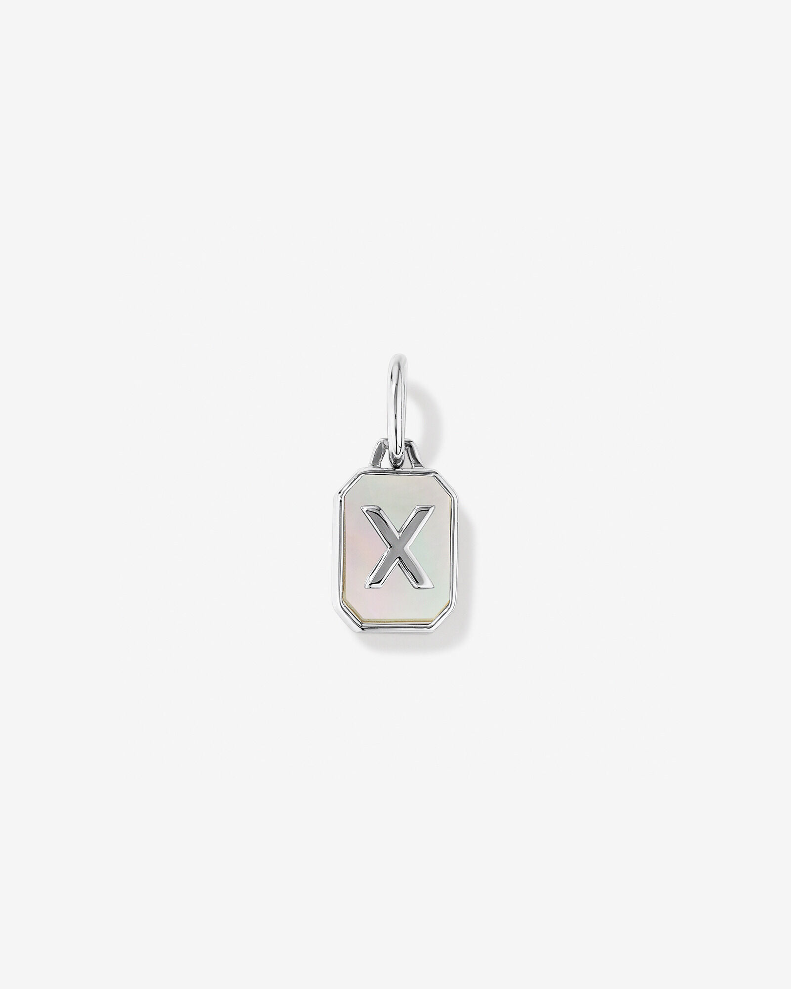 Letter Mother of Pearl Initial Pendant Sterling Silver
