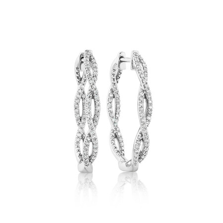 Twist Huggie Earrings with 0.50 Carat TW of Diamonds in Sterling Silver Twist Huggie Earrings with 0.50 Carat TW of Diamonds in Sterling Silver