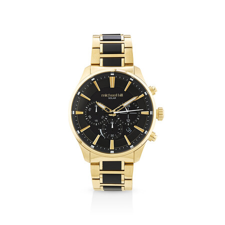 Solar Powered Men's Watch with Gold and Black Tone in Stainless Steel Solar Powered Men's Watch with Gold and Black Tone in Stainless Steel