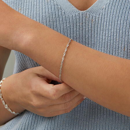 19cm (7.5") Singapore Bracelet in 10kt White Gold 19cm (7.5") Singapore Bracelet in 10kt White Gold