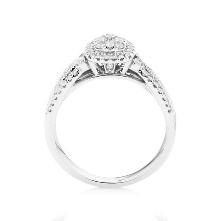 Halo Ring With Diamonds In 10kt White Gold Halo Ring With Diamonds In 10kt White Gold