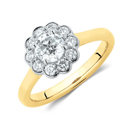 Southern Star Engagement Ring with 1.08 Carat TW of Diamonds in 14kt Yellow & White Gold