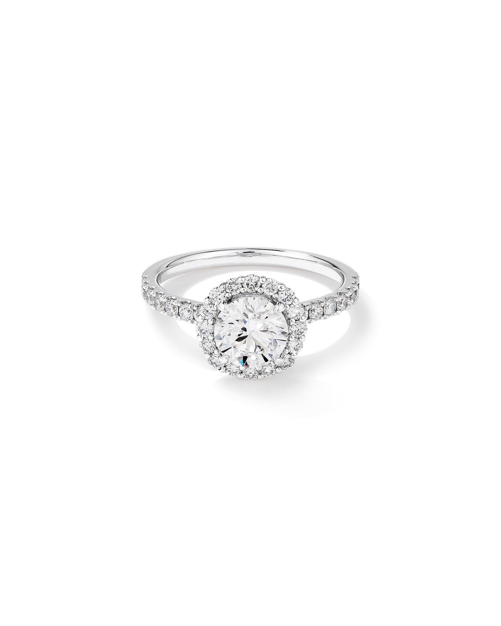 1.79 Carat TW Round Brilliant Laboratory-Grown Diamond Halo Engagemet Ring in 14kt Gold