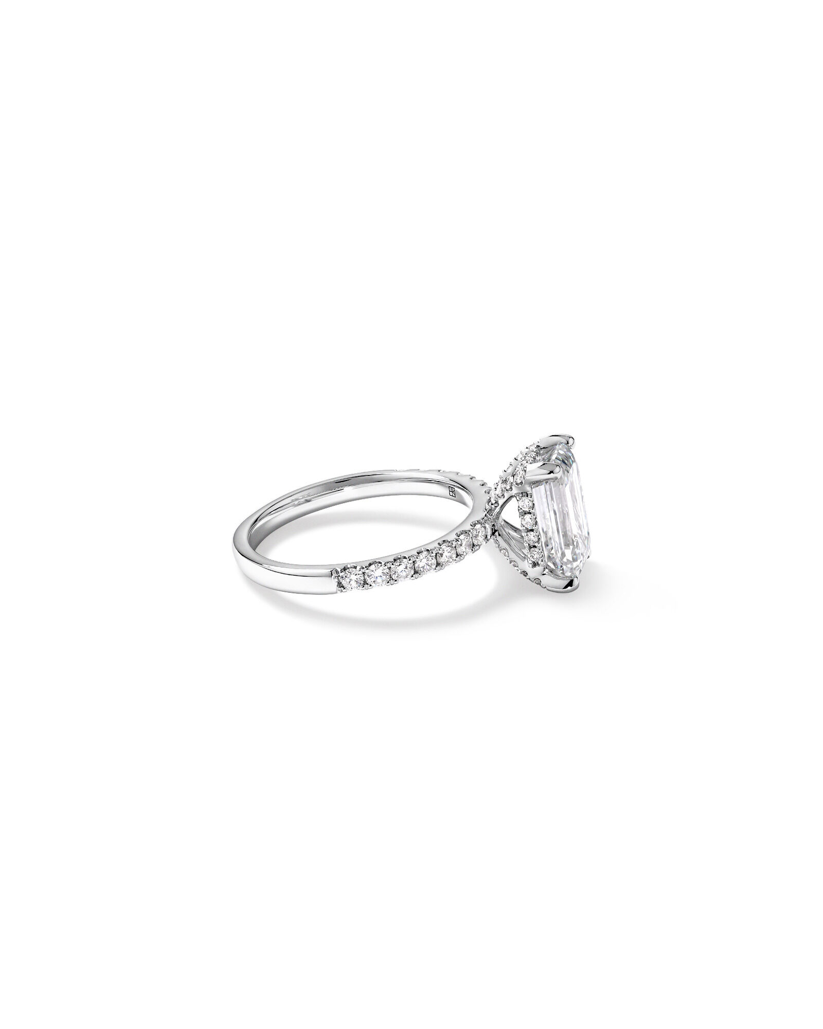 3.50 Carat TW Emerald Cut Laboratory-Grown Diamond Engagement Ring in 18kt White Gold