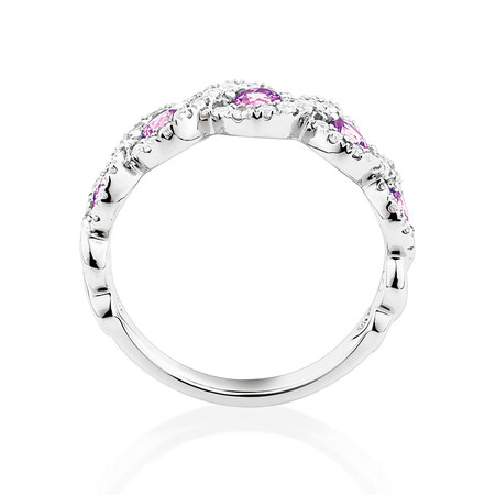 Bubble Ring With Natural Pink Sapphire & 0.46 Carat TW of Diamonds In 14kt White Gold Bubble Ring With Natural Pink Sapphire & 0.46 Carat TW of Diamonds In 14kt White Gold