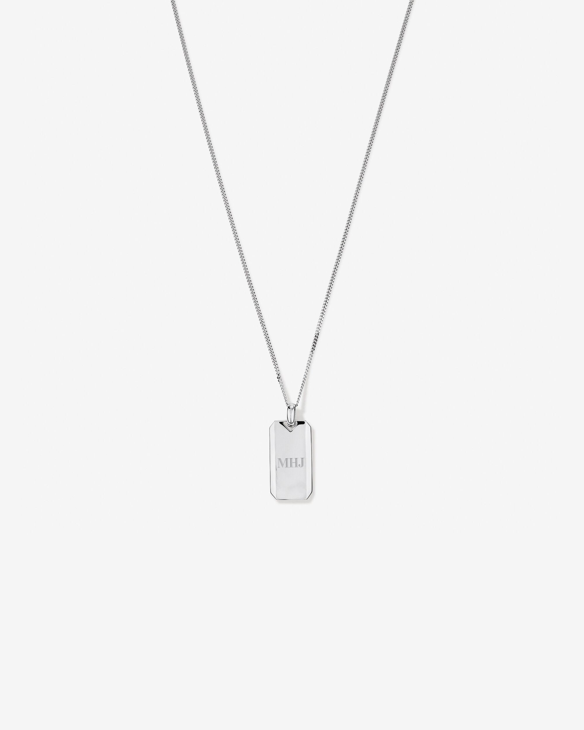 Dog Tag with Diamonds in Sterling Silver