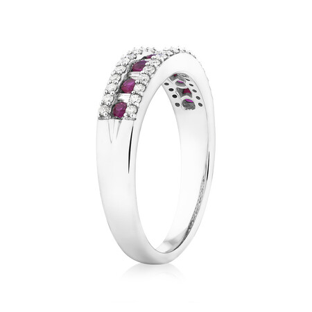 Ring with Ruby & 0.29 Carat TW of Diamonds in 10kt White Gold Ring with Ruby & 0.29 Carat TW of Diamonds in 10kt White Gold