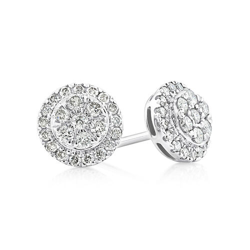 Cluster Earrings with 0.50 Carat TW of Diamonds in 10kt White Gold