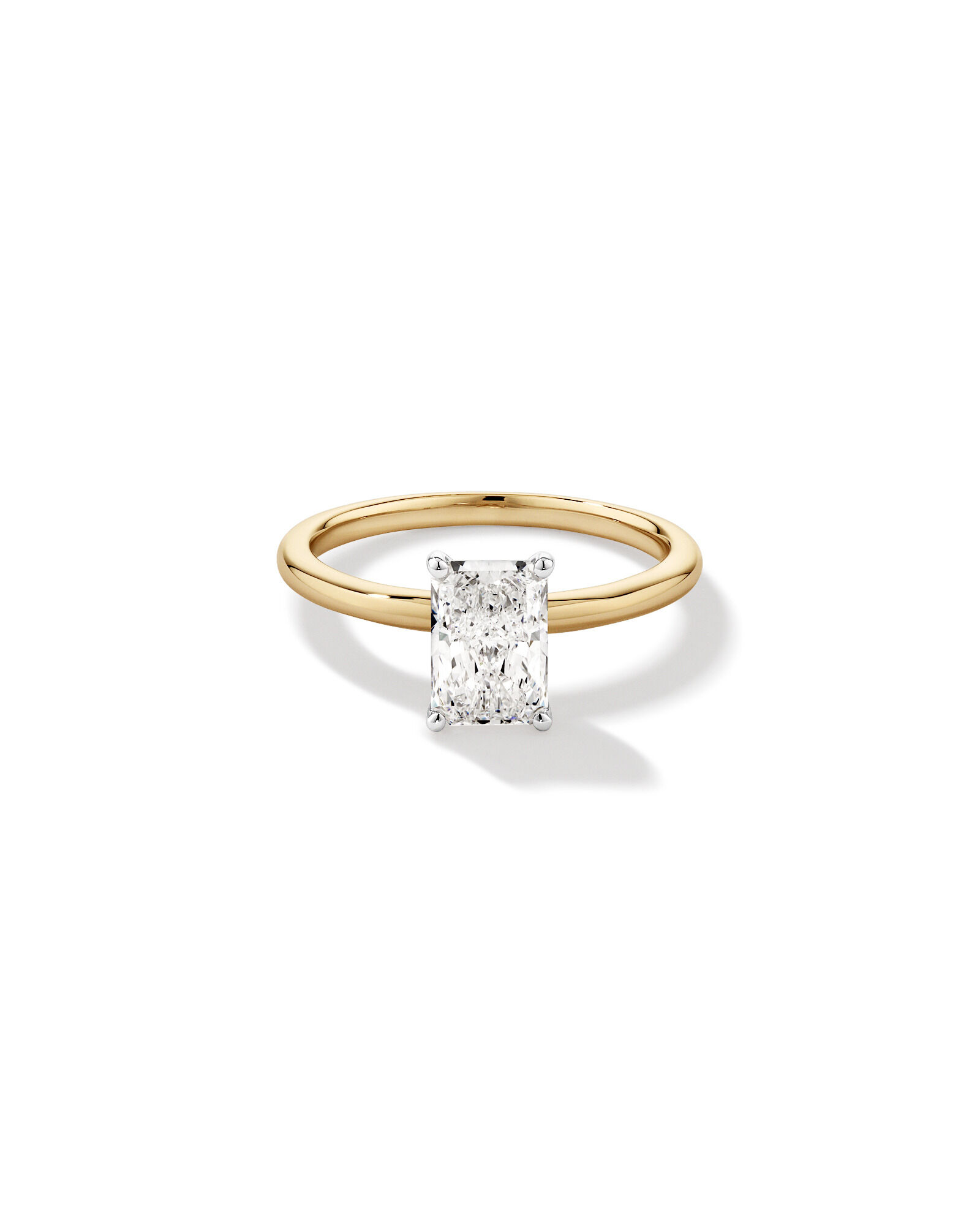 Bague de fiançailles solitaire en diamants de laboratoire TW Radiant de 1,25 carat en or jaune et blanc 14 carats