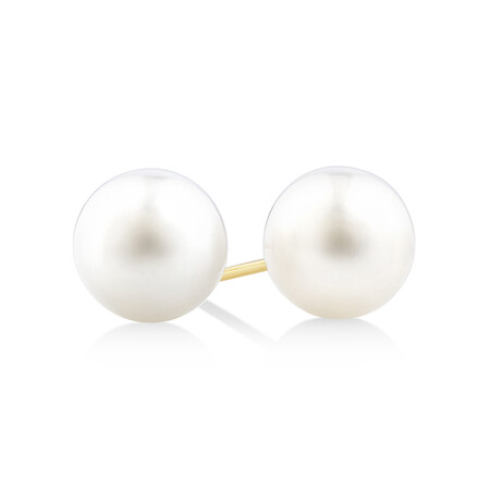 Stud Earrings with 7mm Round Cultured Freshwater Pearls in 10kt Yellow Gold Stud Earrings with 7mm Round Cultured Freshwater Pearls in 10kt Yellow Gold