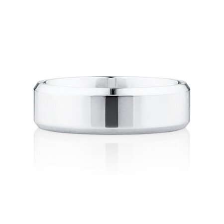 Flat Bevelled Wedding Band in 10kt White Gold Flat Bevelled Wedding Band in 10kt White Gold