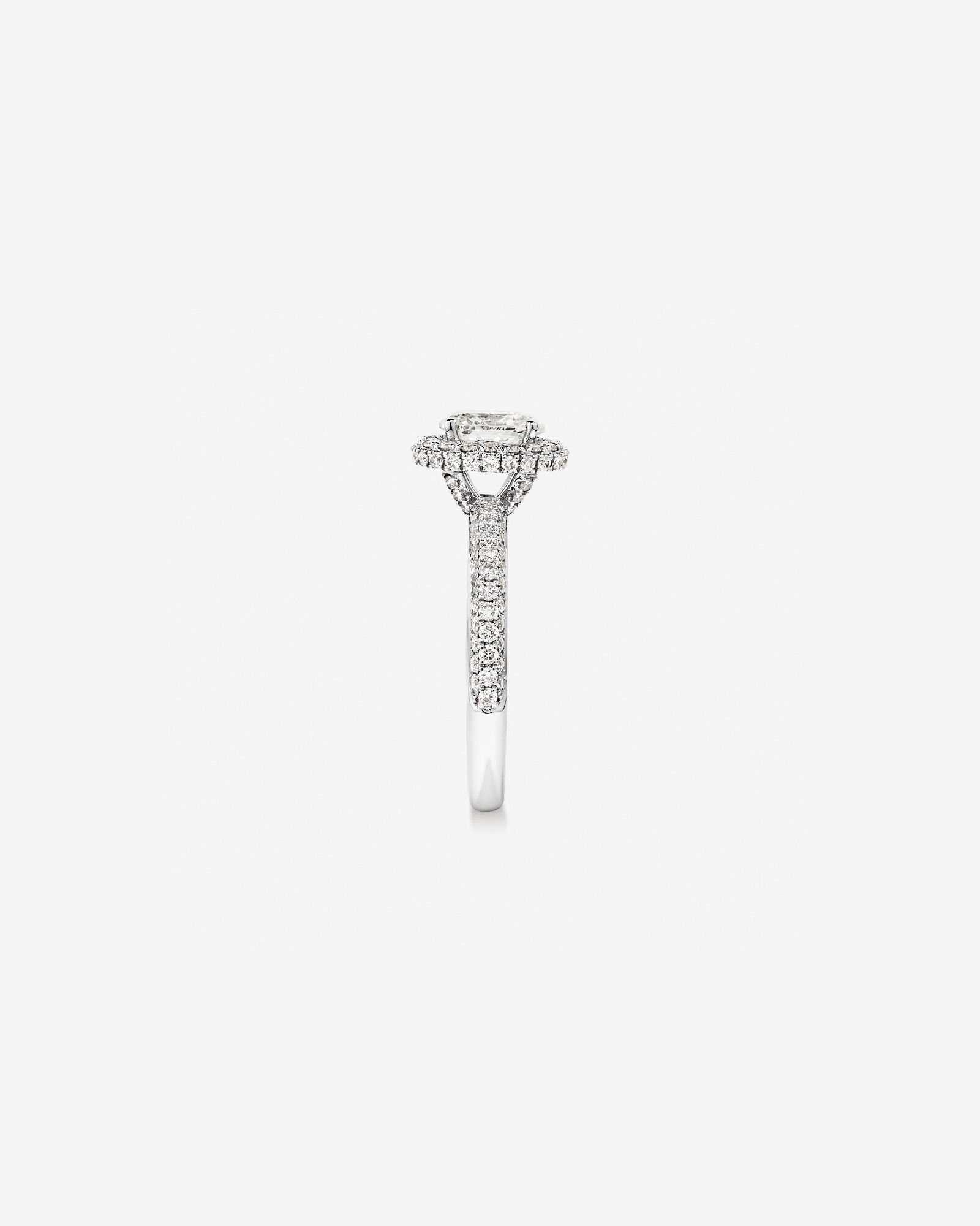 1.30 Carat TW Oval Cut Diamond Pave Halo Engagement Ring in Platinum