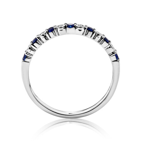 Sapphire Stacker Ring with Diamonds in Sterling Silver Sapphire Stacker Ring with Diamonds in Sterling Silver
