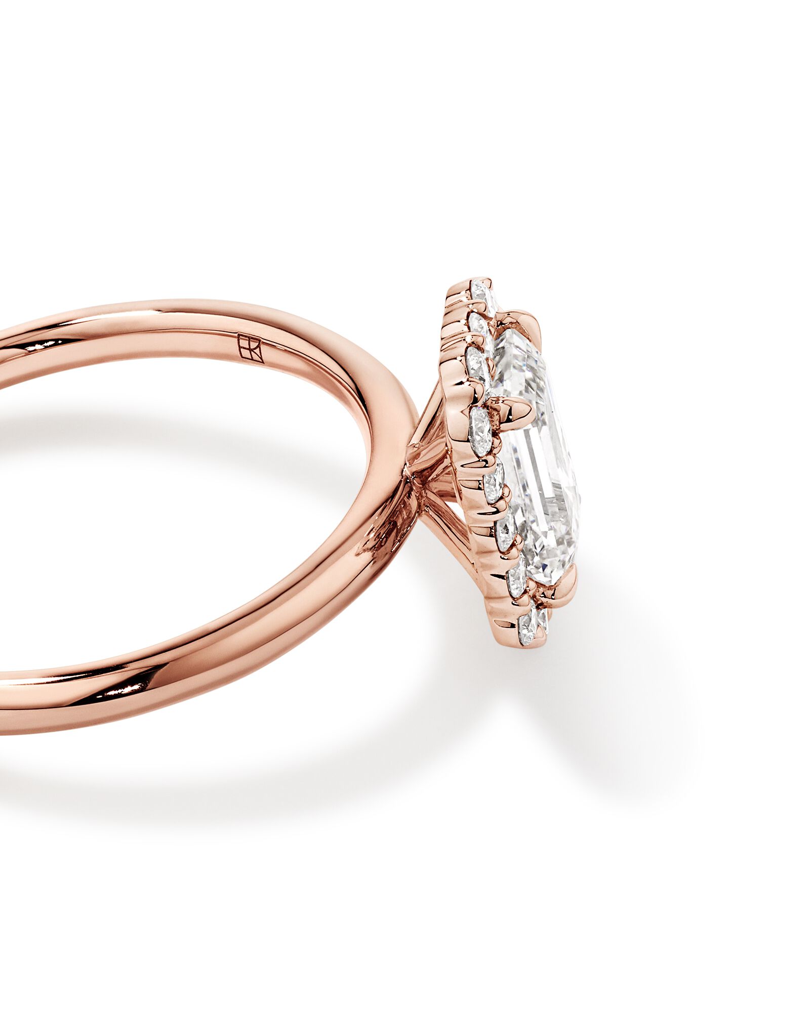 Carat TW Emerald Cut Laboratory-Grown Diamond Halo Engagement Ring in 14kt Rose Gold