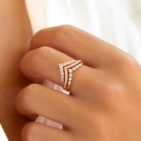 Three Row Chevron Ring with 3/4 Carat TW of Diamonds in 10kt Rose Gold Three Row Chevron Ring with 3/4 Carat TW of Diamonds in 10kt Rose Gold