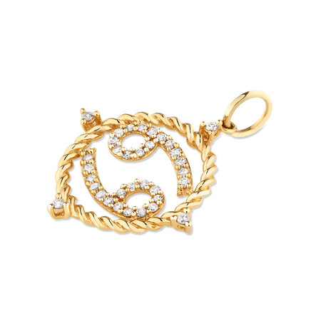 Cancer Zodiac Pendant with 0.20 Carat TW of Diamonds in 10kt Yellow Gold Cancer Zodiac Pendant with 0.20 Carat TW of Diamonds in 10kt Yellow Gold