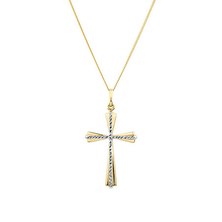 Cross Pendant in 10kt Yellow & White Gold Cross Pendant in 10kt Yellow & White Gold