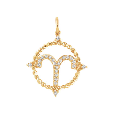 Aries Zodiac Pendant with 0.15 Carat TW of Diamonds in 10kt Yellow Gold Aries Zodiac Pendant with 0.15 Carat TW of Diamonds in 10kt Yellow Gold