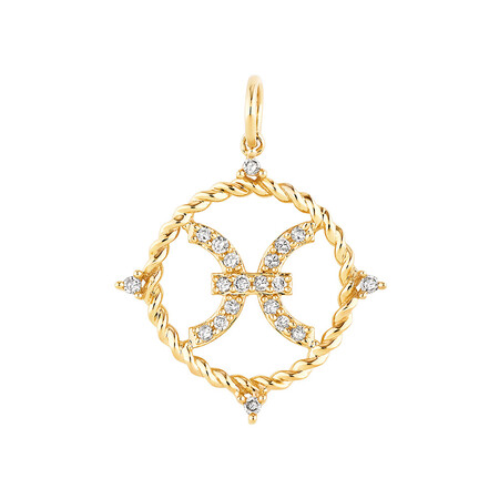Pisces Zodiac Pendant with 0.15 Carat TW of Diamonds in 10kt Yellow Gold Pisces Zodiac Pendant with 0.15 Carat TW of Diamonds in 10kt Yellow Gold