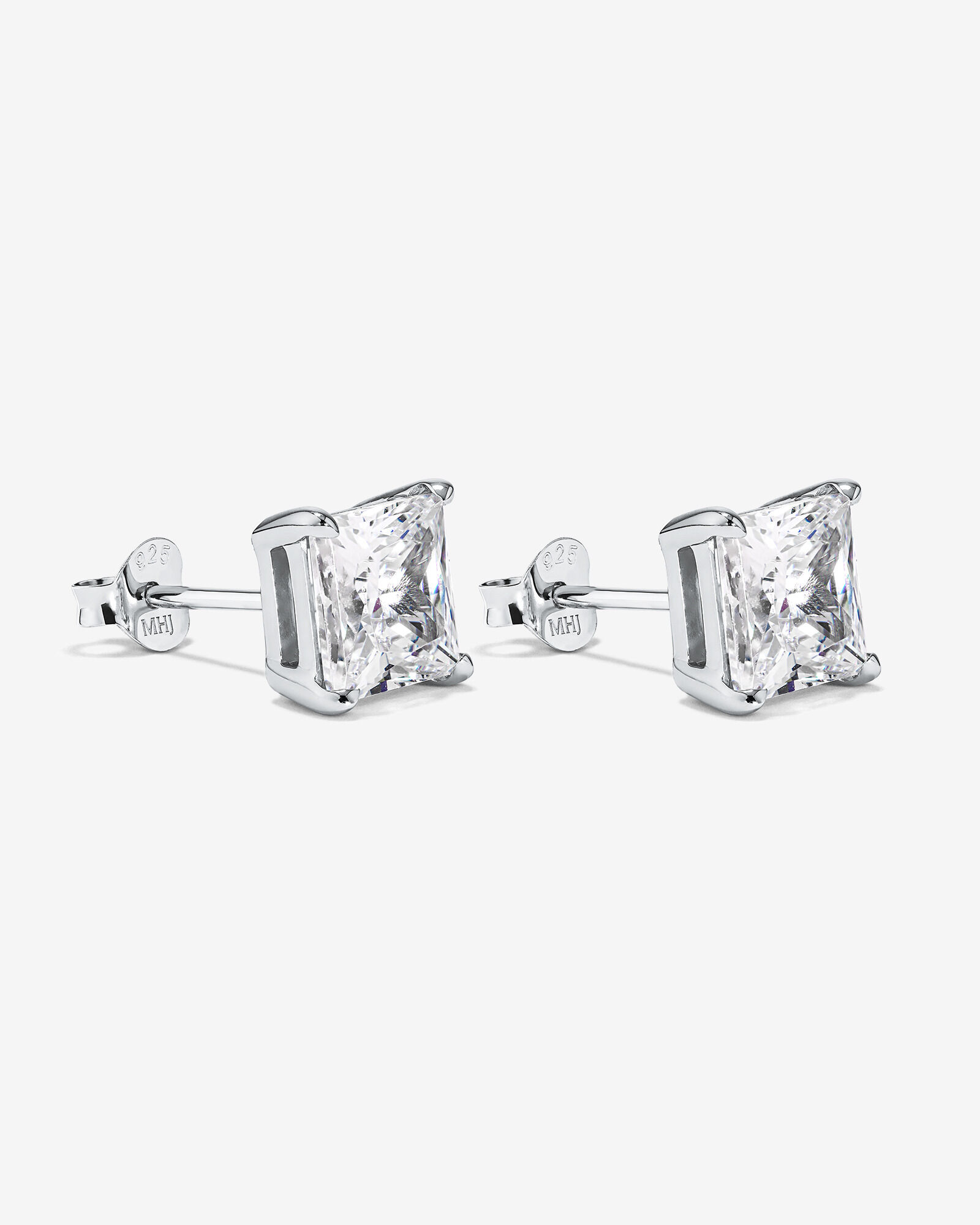 7mm Princess Cubic Zirconia Stud Earrings in Sterling Silver
