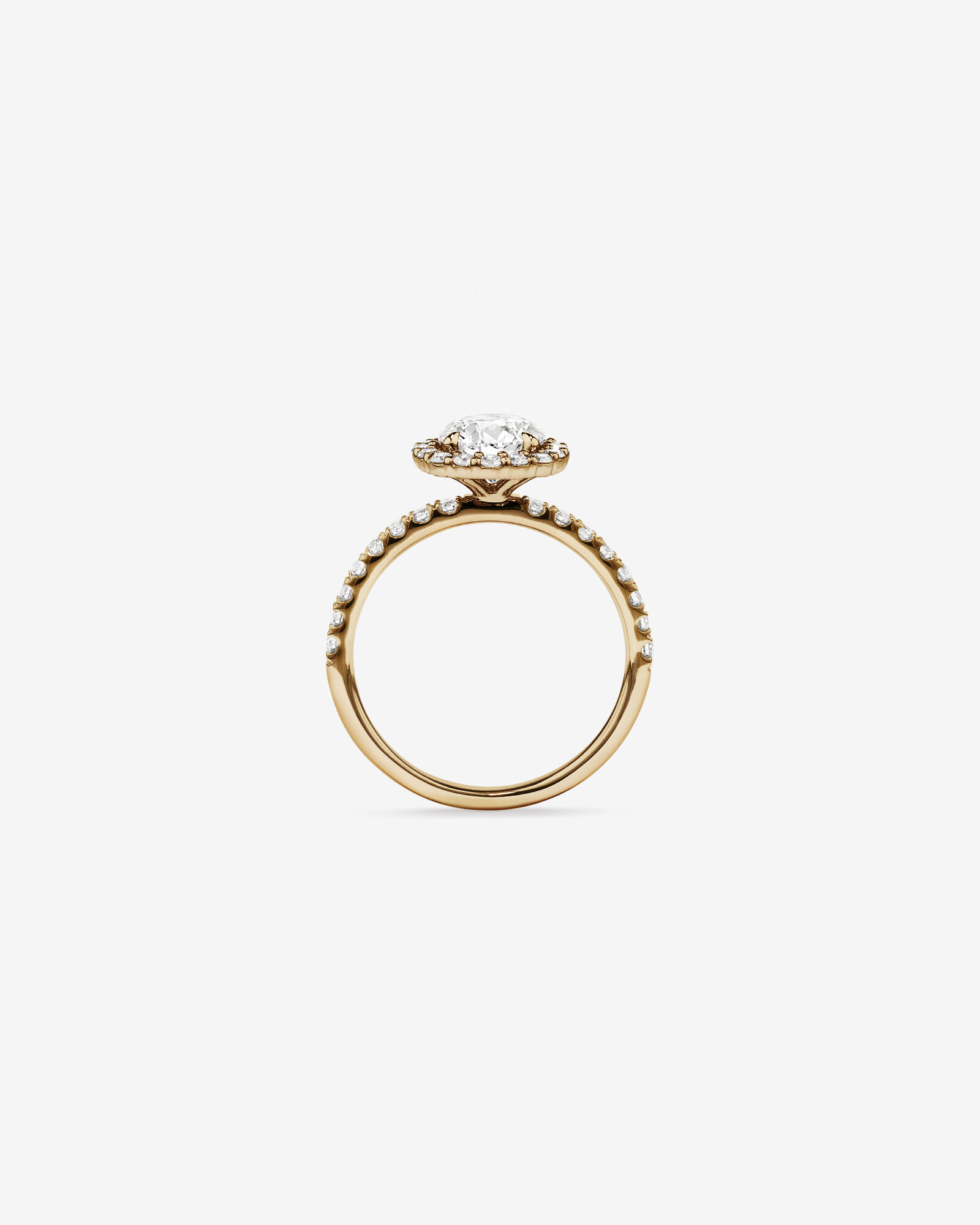 1.79 Carat TW Round Brilliant Laboratory-Grown Diamond Halo Engagemet Ring in 14kt Yellow Gold