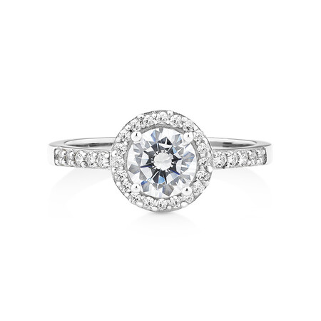Halo Ring with Cubic Zirconia in Sterling Silver Halo Ring with Cubic Zirconia in Sterling Silver