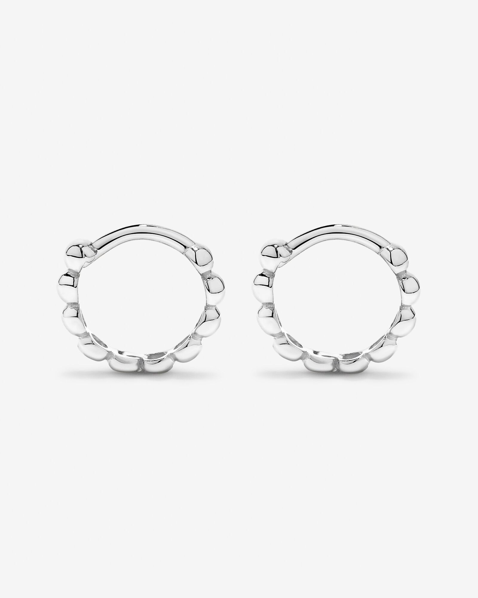10.5mm Beaded Huggie Earrings in Sterling Silver
