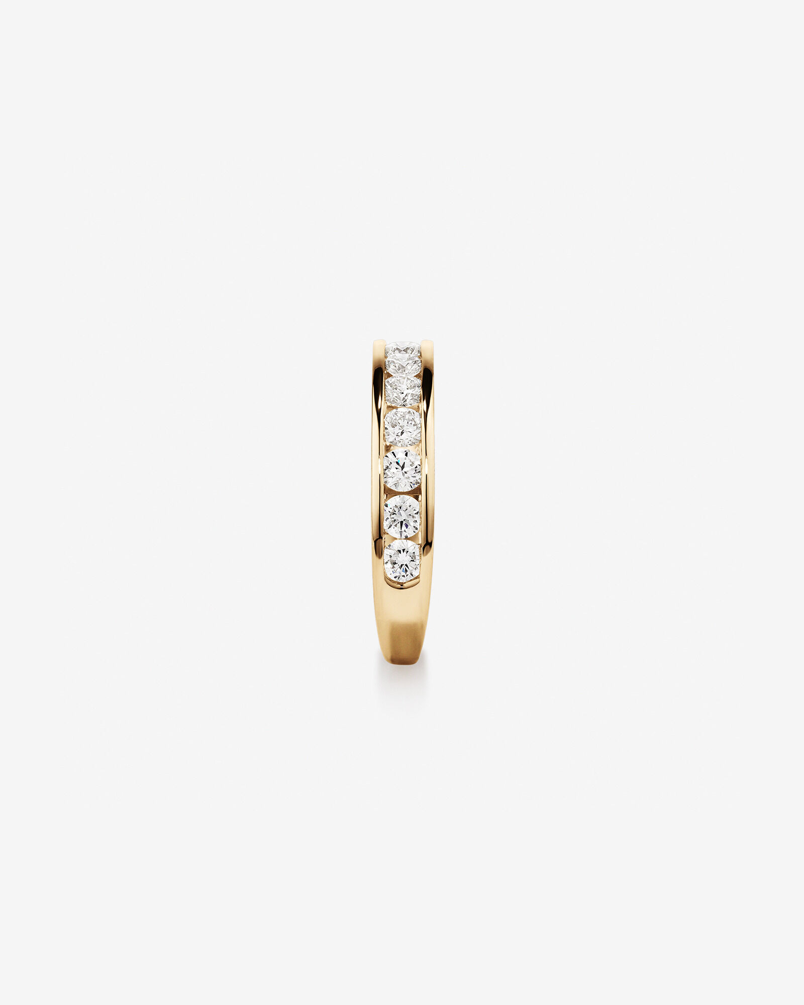 Bague De Mariage En Diamant De Laboratoire Rond Brillant De 1,00 Carat Poids Total Sertie En Canal En Or Jaune 14 Carats